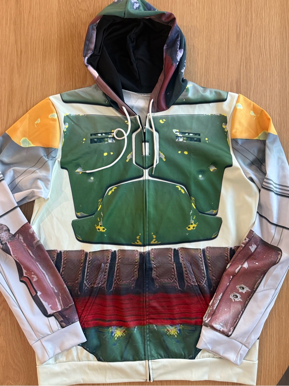 Boba Fett Inspired Full Zip Hoodie Star Wars Mandalorian Men’s XL 3D print